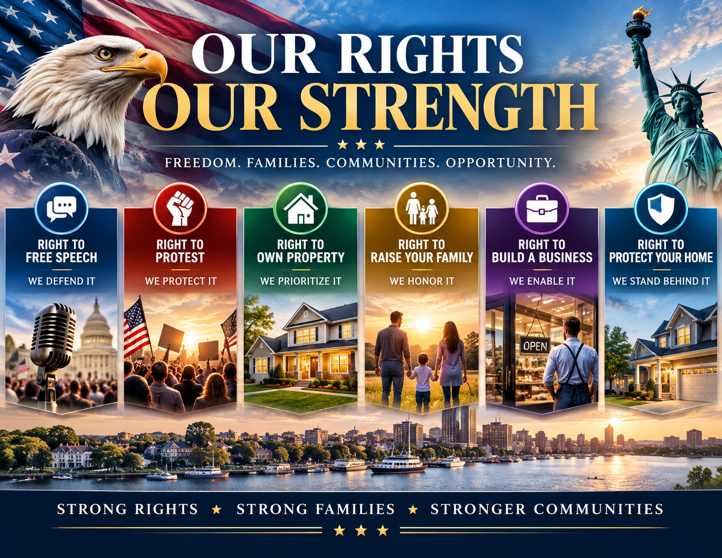 Our Rights, Our Strength — Freedom. Families. Communities. Opportunity.
